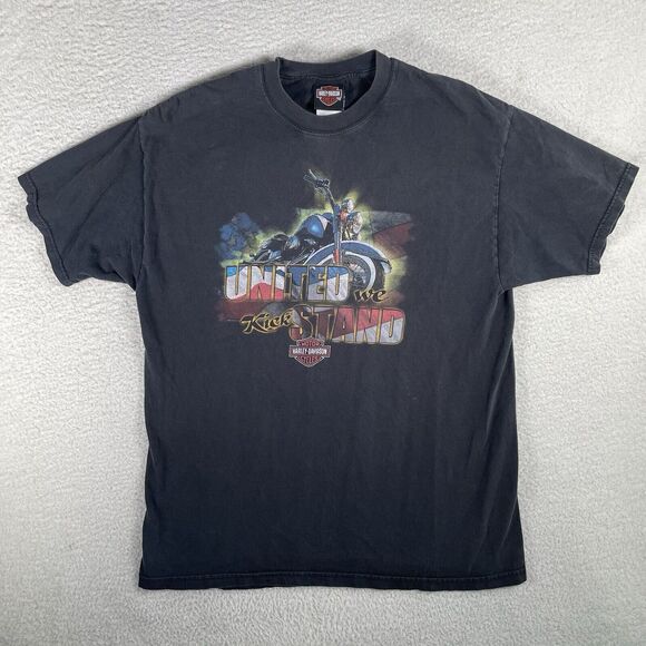 Vintage Harley Davidson Shirt Mens Large United We Kick Stand USA Made Waco TX - Picture 1 of 10